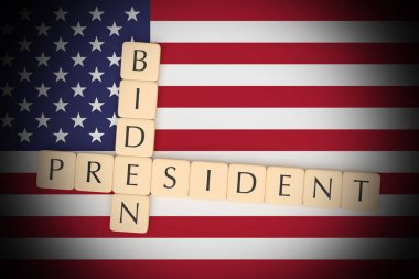 Mektup Fayans Başkanı Biden Bizimle Bayrak, 3d illüstrasyon ile