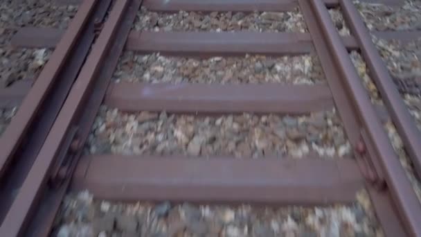 Conceito ferroviário: Close-up de trilhos — Vídeo de Stock