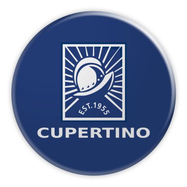 Cupertino Bayrak Rozeti, beyaz arka plan üzerinde 3d illüstrasyon