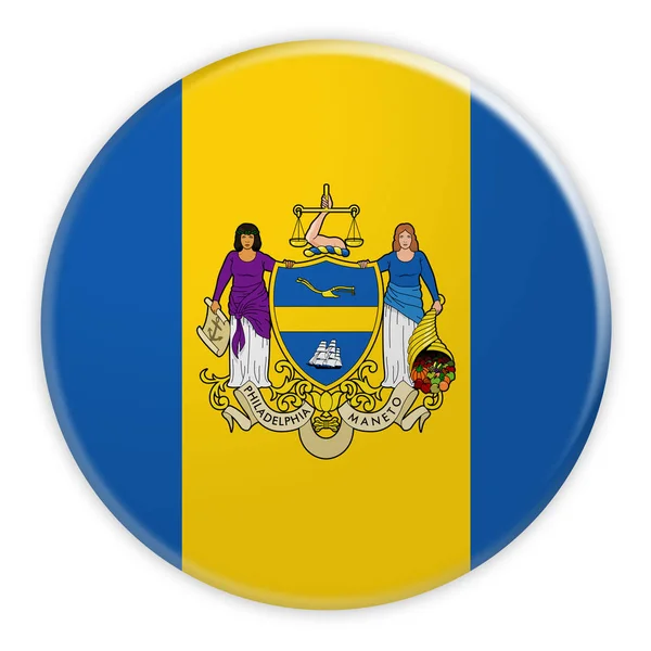 Philadelphia Flag Badge, illustrazione 3d su sfondo bianco — Foto Stock