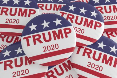 Kazık Trump 2020 Başkanlık Seçim Düğmeleri Bize Bayrak, 3d illüstrasyon ile