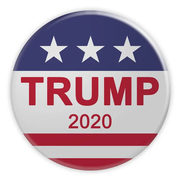 Trump 2020 Başkanlık Seçim Düğmesi Abd Bayrağı ile, 3d illüstrasyon Beyaz
