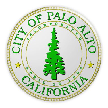 Palo Alto Seal Badge, beyaz arka plan üzerinde 3d illüstrasyon