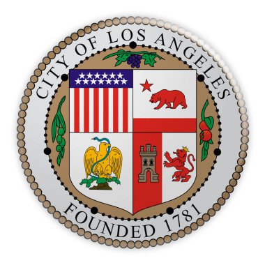 Los Angeles Seal Badge, beyaz arka plan üzerinde 3d illüstrasyon