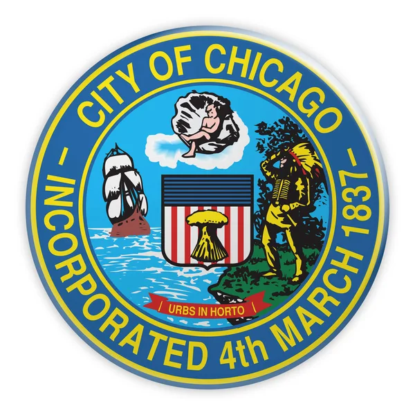 Chicago Seal Badge, 3d illustration on white background
