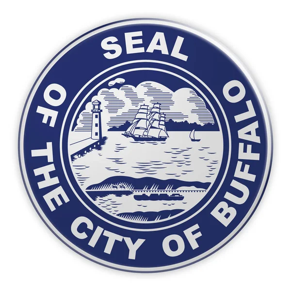Buffalo Seal Badge, 3d illustration on white background