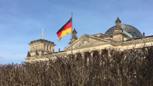 Em frente ao edifício do Parlamento do Reichstag em Berlim — Vídeo de Stock