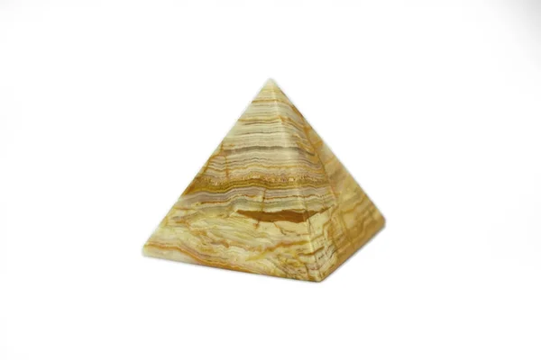 Pirâmide Pedra Ônix Com Uma Bela Textura Isolada Fundo Branco — Fotografia de Stock