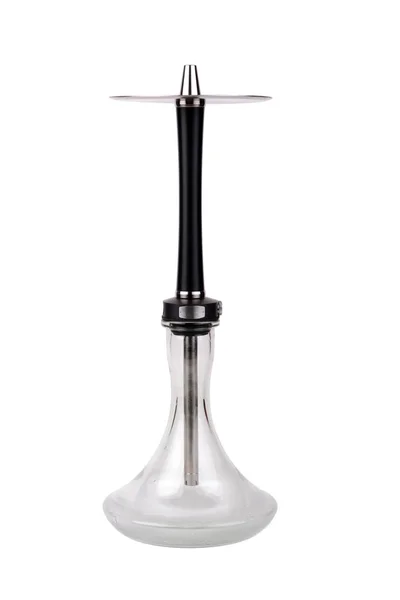 Beyaz arka plan üzerinde izole temiz bir kase ile siyah mat nargile. Metal elemanlar