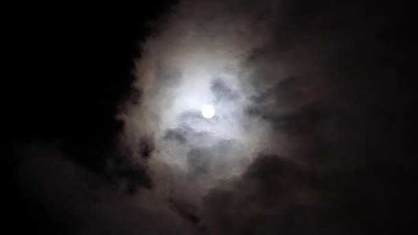 Blick Auf Romantischen Vollmond Der Nacht Blauer Himmel Bewölkten Tag — Stockvideo