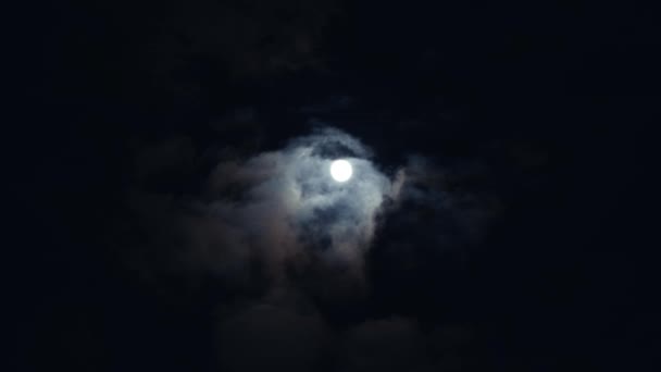 Dreams Midnight Moon Donkere Nacht Blauwe Hemel Bewolkte Dag Heldere — Stockvideo