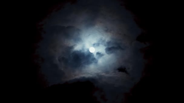 Dramática Luna Grande Cielo Azul Noche Día Nublado Luna Blanca — Vídeo de stock