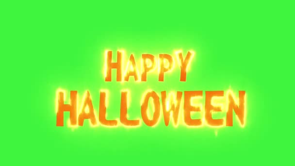 Inscrição Fogo Com Palavra Vermelha Happy Halloween Burn Dia Horror — Vídeo de Stock