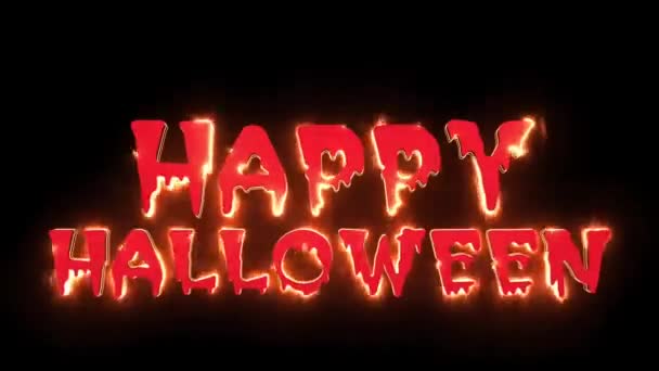 Inscripción Fuego Con Palabra Roja Feliz Halloween Quemar Concepto Día — Vídeo de stock