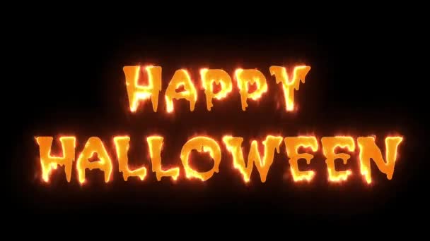 Inscrição Fogo Com Palavra Vermelha Happy Halloween Burn Dia Horror — Vídeo de Stock