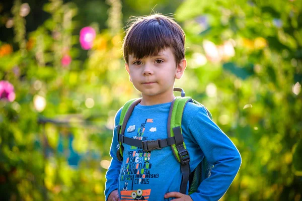 Счастливый Мулатик Улыбается Наслаждаясь Усыновленной Жизнью Портрет Мальчика Природе Парке — стоковое фото