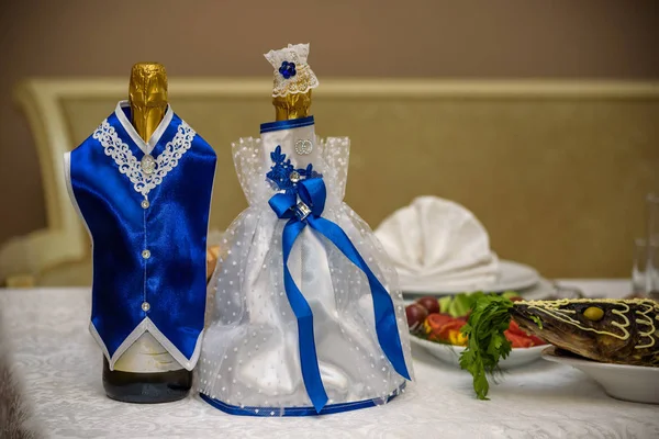 Γάμος Σαμπάνια Διακόσμηση Κοχύλια Αστερίες Στο Βασιλικό Diinner Γάμος Διακόσμηση — Φωτογραφία Αρχείου