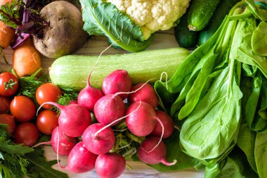 Sebze ve meyve arka plan büyük renkli çeşitli mix grup stüdyoda dikey tepemizde