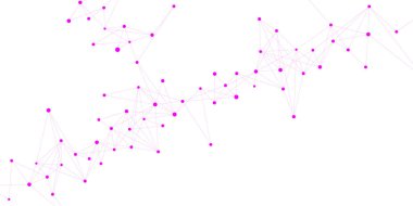 Soyut çokgen, beyaz arkaplan üzerindeki noktaları ve çizgileri birleştiriyor. Geleceksel iletişim, ağ, bilim ve teknoloji. Vektör illüstrasyonu