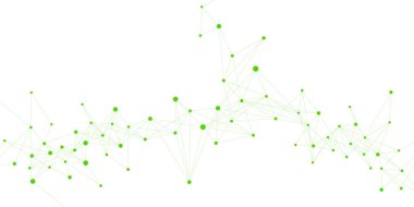 Soyut geometrik modern siber hücre verileri beyaz arka planda noktaları ve çizgileri birleştiriyor. Minimalist bilim ve teknoloji tasarım konsepti. Vektör illüstrasyonu