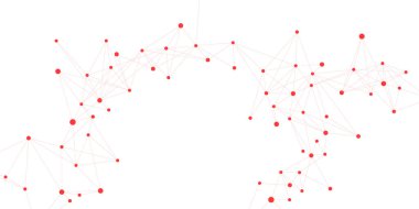 Beyaz arkaplanda soyut noktalar ve çizgiler bağlantısı. Pleksüslü minimalist bilim ve teknoloji tasarımı. Kimya için uygun, büyük veri görselleştirme ve iletişim. Vektör illüstrasyonu