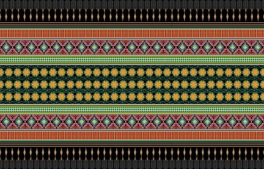 Geometrik etnik kalıp geleneksel arka plan, halı, duvar kağıdı, giysi, ambalaj, Batik, kumaş, sarong, Vektör illüstrasyon nakış tarzı.