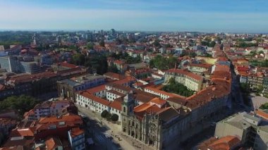 Ribeira - Porto, Portekiz eski kasaba hava hareket video görünümü. 2016 09