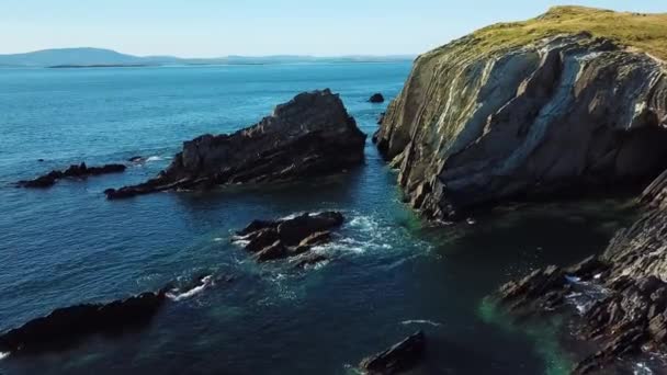The stone islands in Ireland, Aerial view in summer — Stock Video