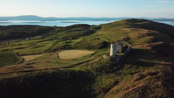 Aerial view of the old lighthouse in Cape Clear Island — Stock Video