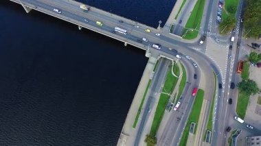 Riga, Letonya - Eylül 2016: Havadan görünümü üzerinde oldtown