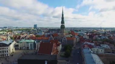 Riga, Letonya - Eylül 2016: Hava panoramik oldtown üzerinde