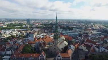 Riga, Letonya - Eylül 2016: Hava panoramik oldtown üzerinde