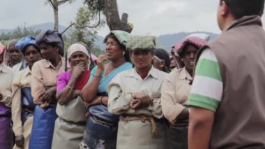 2013 06, Hindistan, Nilgiri: kızlar çay ve patronlarının toplama bir grup toplandı çay plantasyon