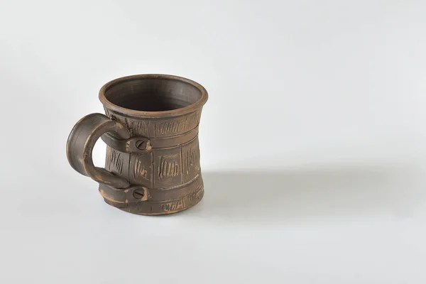 Clay Mug White Background — Stock Photo, Image