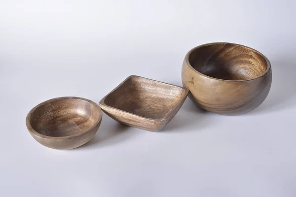 Set Dishes Made Wood — Stock Photo, Image