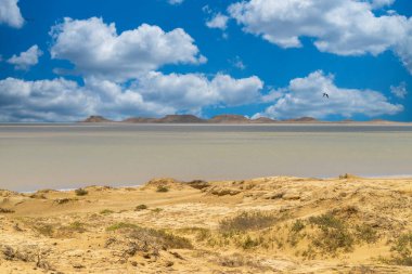 Beautiful desert landscape with blue sky at Cabo de Vela. La Guajira, Colombia. clipart