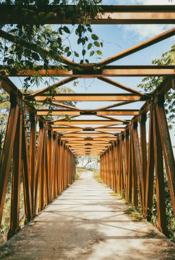 Yellow Metal Köprüsü Venedik, Antioquia, Kolombiya yolunda.