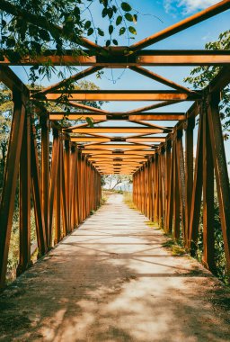 Yellow Metal Köprüsü Venedik, Antioquia, Kolombiya yolunda.