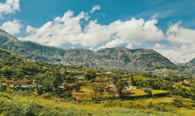 Venedik, Antioquia, Kolombiya 'da mavi gökyüzü ve bir sürü bitki örtüsü olan güzel bir kırsal bölge..