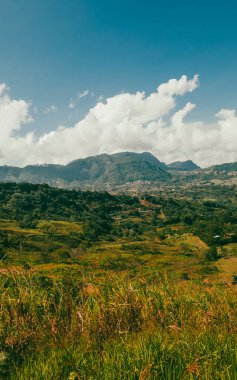 Venedik, Antioquia, Kolombiya 'da mavi gökyüzü ve bir sürü bitki örtüsü olan güzel bir kırsal bölge..