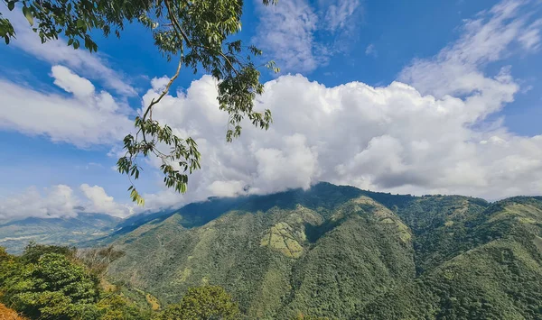 Venedik, Antioquia, Kolombiya 'da mavi gökyüzü ve bir sürü bitki örtüsü olan güzel bir kırsal bölge..