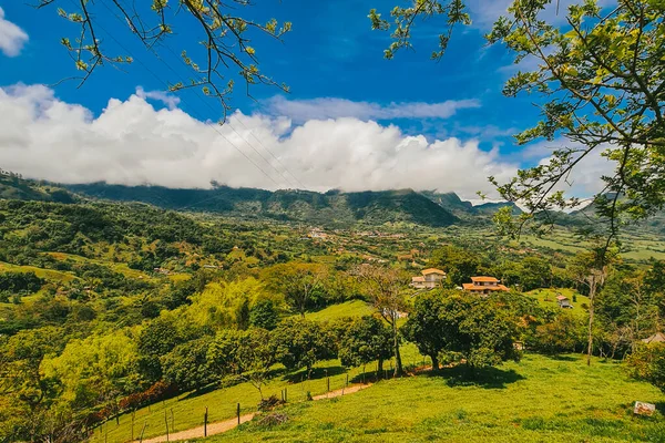 Panoramic view of Venice, Antioquia, and a view of Tusa Hill. Venice, Antioquia, Colombia.