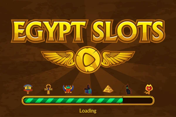 Αιγυπτιακή slots στο παρασκήνιο και τα καζίνο εικονίδια. Το κουμπί play και φόρτωσης παιχνιδιού — Διανυσματικό Αρχείο