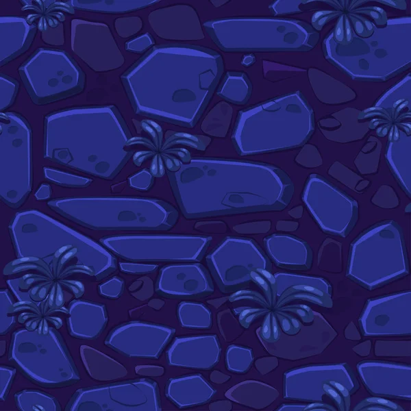 Bekijk Naadloze Achtergrond Textuur Neon Blauwe Stenen Fancy Gras Vector — Stockvector