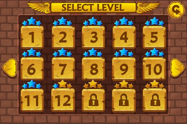 Mısır tarzı seviye ekran seçin. Oyun Kullanıcı arabirimi kümesi