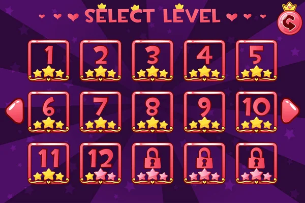 Prenses girlis stili düzeyi ekran seçin. Oyun Kullanıcı arabirimi kümesi