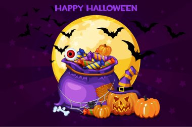 Şeker, Cadılar Bayramın kutlu olsun illüstrasyon karikatür çanta