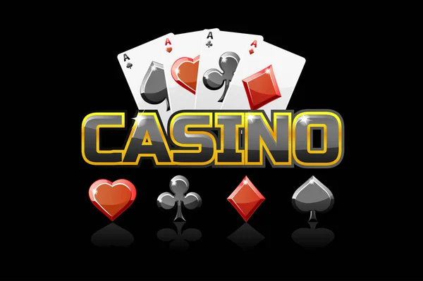 Logo texte casino et icône, Pour le jeu Ui — Image vectorielle
