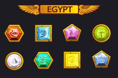 Mısır vektör değerli ve çok renkli taşlar, oyun varlıkları simgeler. Benzer Jpg kopyası