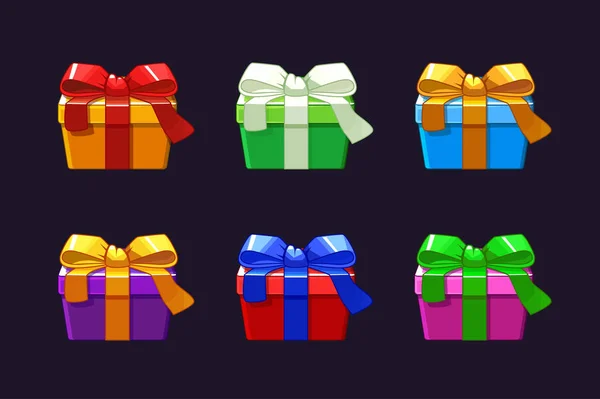 Cartoon verschillende Gift Box, vectoren objecten presenteren vak. — Stockvector